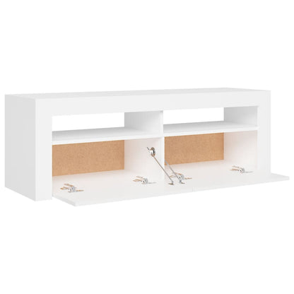 TV-Møbel Hvit TV-benk med LED-lys 120x35x40 cm