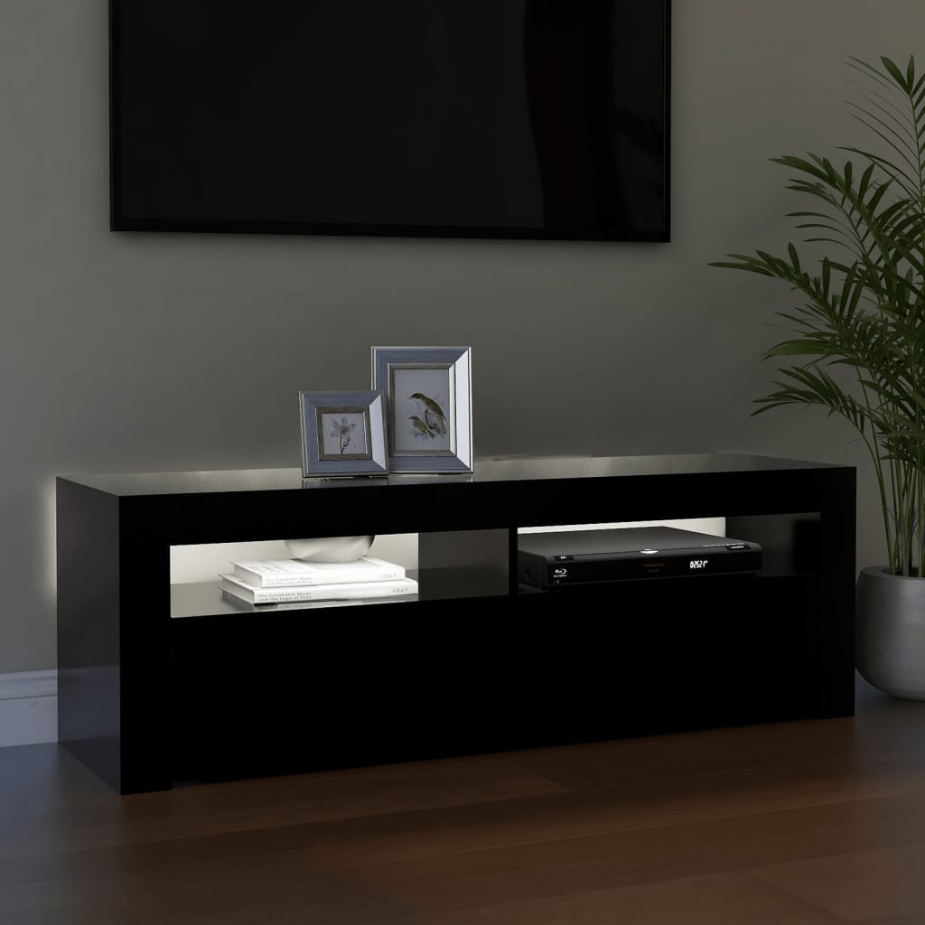TV-Møbel Svart TV-benk med LED-lys 120x35x40 cm