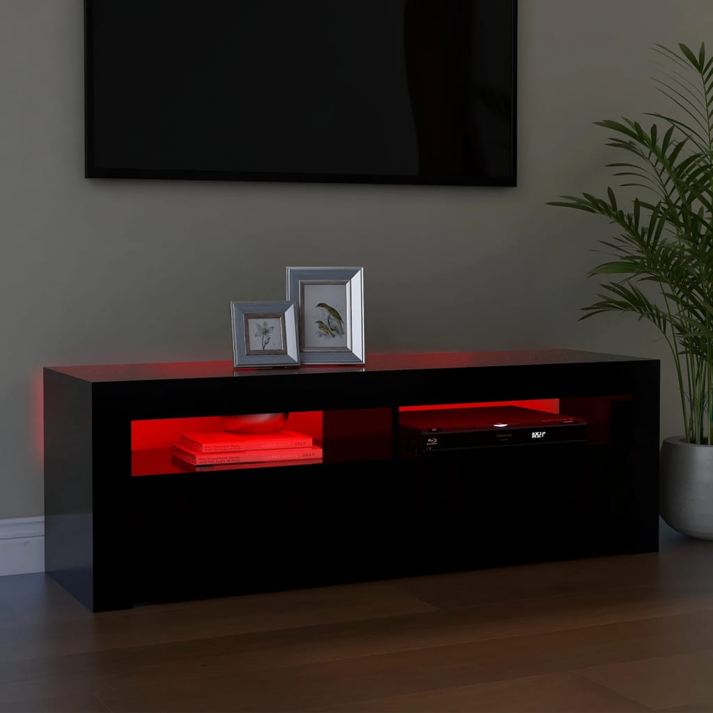 TV-Møbel Svart TV-benk med LED-lys 120x35x40 cm
