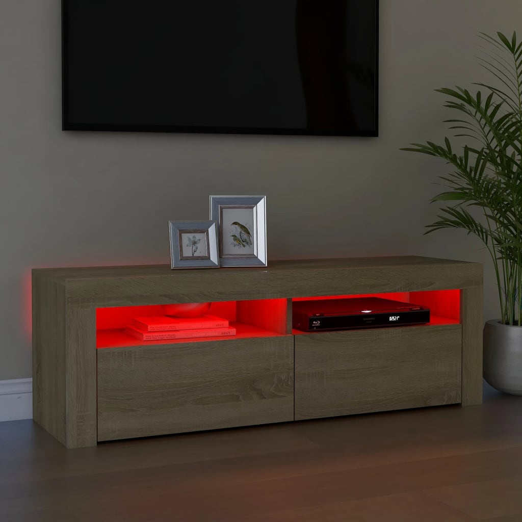 TV-Møbel Sonoma Eik TV-benk med LED-lys 120x35x40 cm