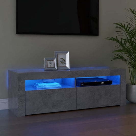 TV-Møbel Betonggrå TV-benk med LED-lys 120x35x40 cm