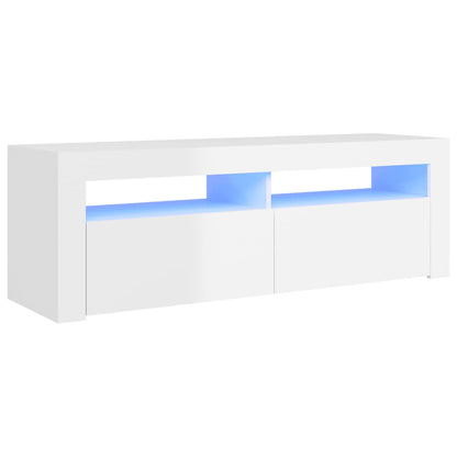 TV-Møbel Høyglans Hvit TV-benk med LED-lys 120x35x40 cm
