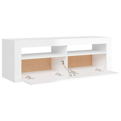TV-Møbel Høyglans Hvit TV-benk med LED-lys 120x35x40 cm