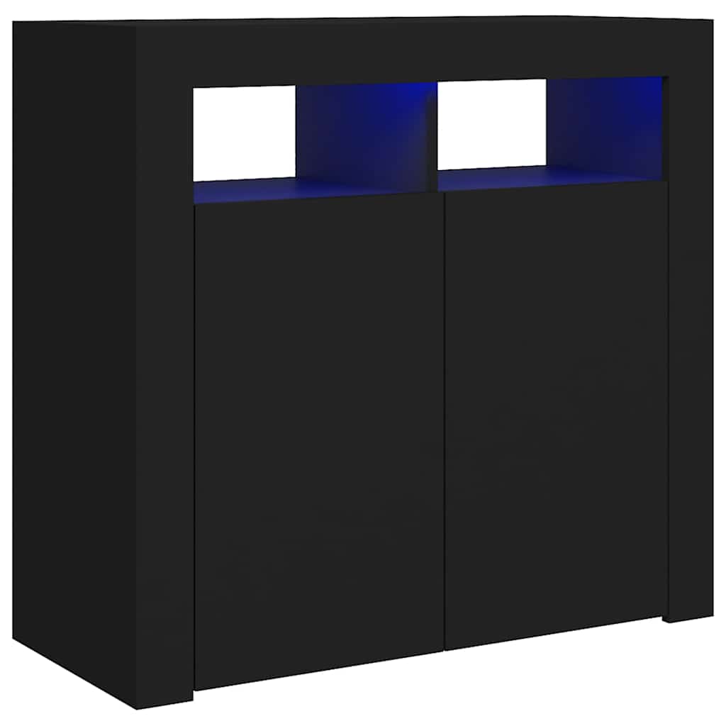 Skjenk Svart med LED-lys 80x35x75 cm