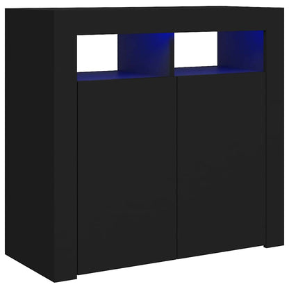 Skjenk Svart med LED-lys 80x35x75 cm