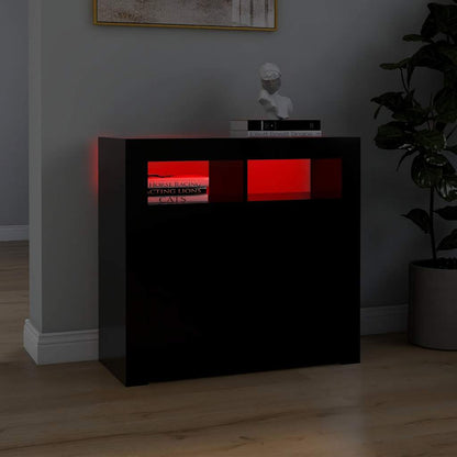 Skjenk Svart med LED-lys 80x35x75 cm