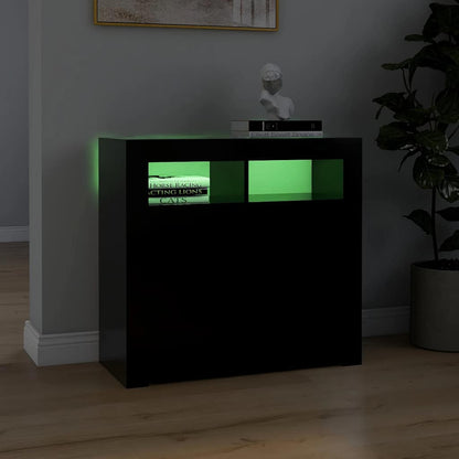 Skjenk Svart med LED-lys 80x35x75 cm