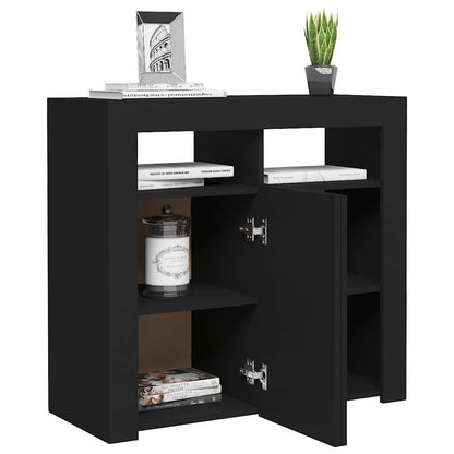 Skjenk Svart med LED-lys 80x35x75 cm