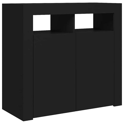 Skjenk Svart med LED-lys 80x35x75 cm