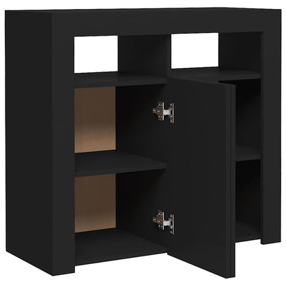 Skjenk Svart med LED-lys 80x35x75 cm