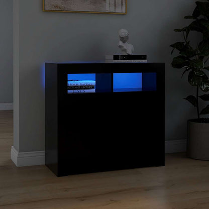 Skjenk Svart med LED-lys 80x35x75 cm