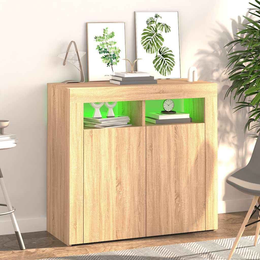Skjenk Sonoma Eik med LED-lys 80x35x75 cm