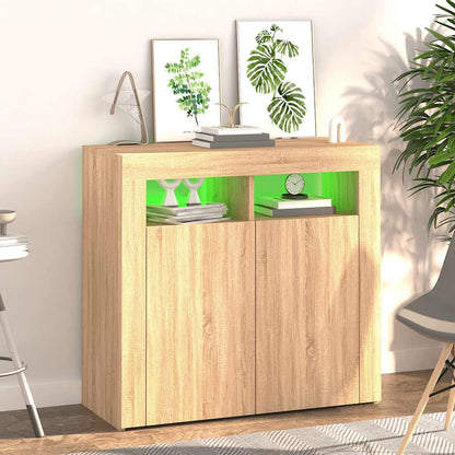 Skjenk Sonoma Eik med LED-lys 80x35x75 cm