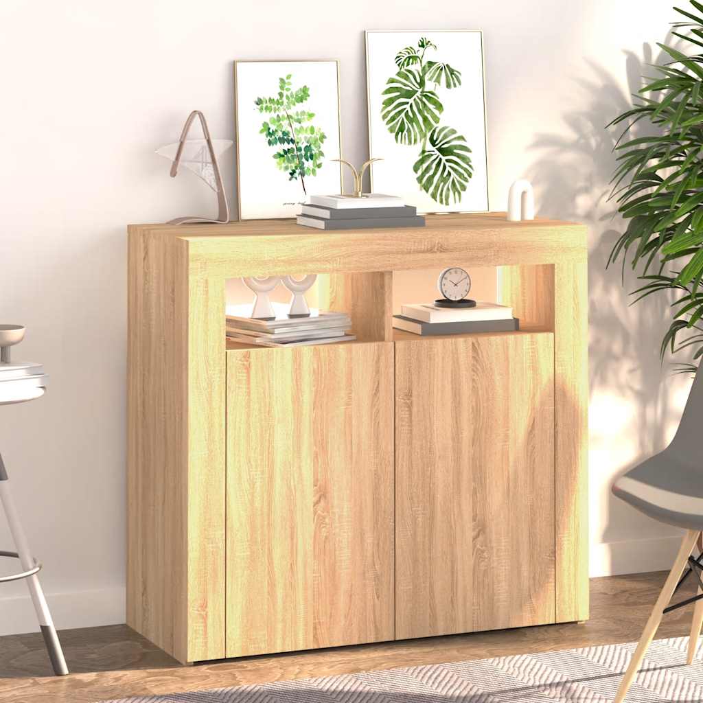 Skjenk Sonoma Eik med LED-lys 80x35x75 cm