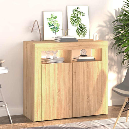Skjenk Sonoma Eik med LED-lys 80x35x75 cm