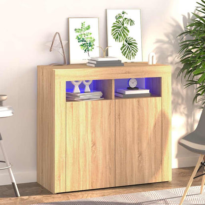 Skjenk Sonoma Eik med LED-lys 80x35x75 cm