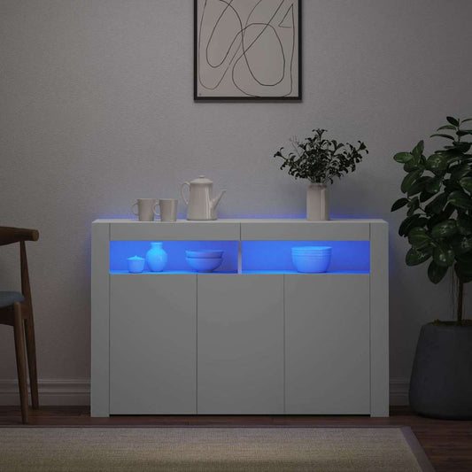 Skjenk Hvit med LED-lys 115,5x30x75 cm