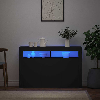 Skjenk Svart med LED-lys 115,5x30x75 cm