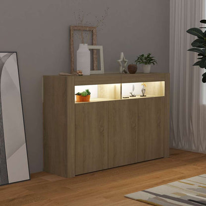 Skjenk Sonoma Eik med LED-lys 115,5x30x75 cm