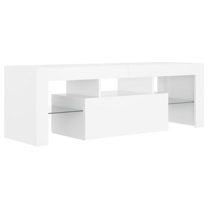 TV-Møbel Hvit TV-benk med LED-lys 120x35x40 cm