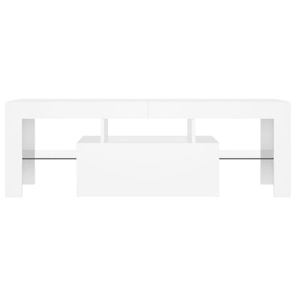 TV-Møbel Hvit TV-benk med LED-lys 120x35x40 cm