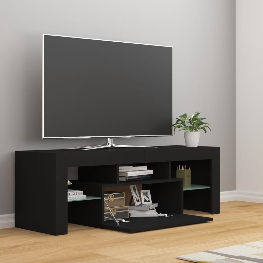 TV-Møbel Svart TV-benk med LED-lys 120x35x40 cm