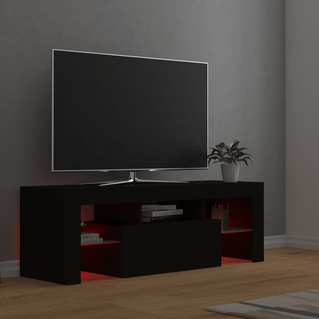 TV-Møbel Svart TV-benk med LED-lys 120x35x40 cm