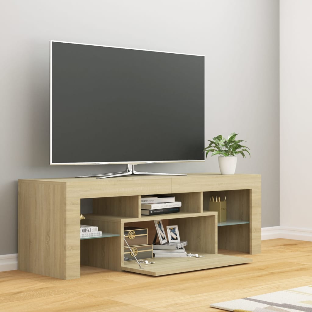 TV-Møbel Sonoma Eik TV-benk med LED-lys 120x35x40 cm