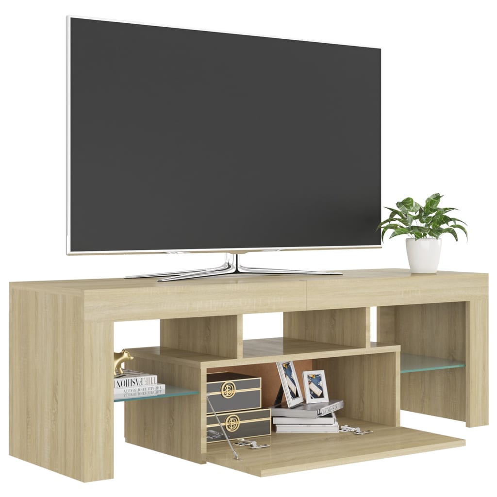 TV-Møbel Sonoma Eik TV-benk med LED-lys 120x35x40 cm