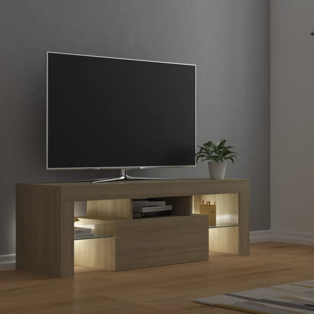 TV-Møbel Sonoma Eik TV-benk med LED-lys 120x35x40 cm