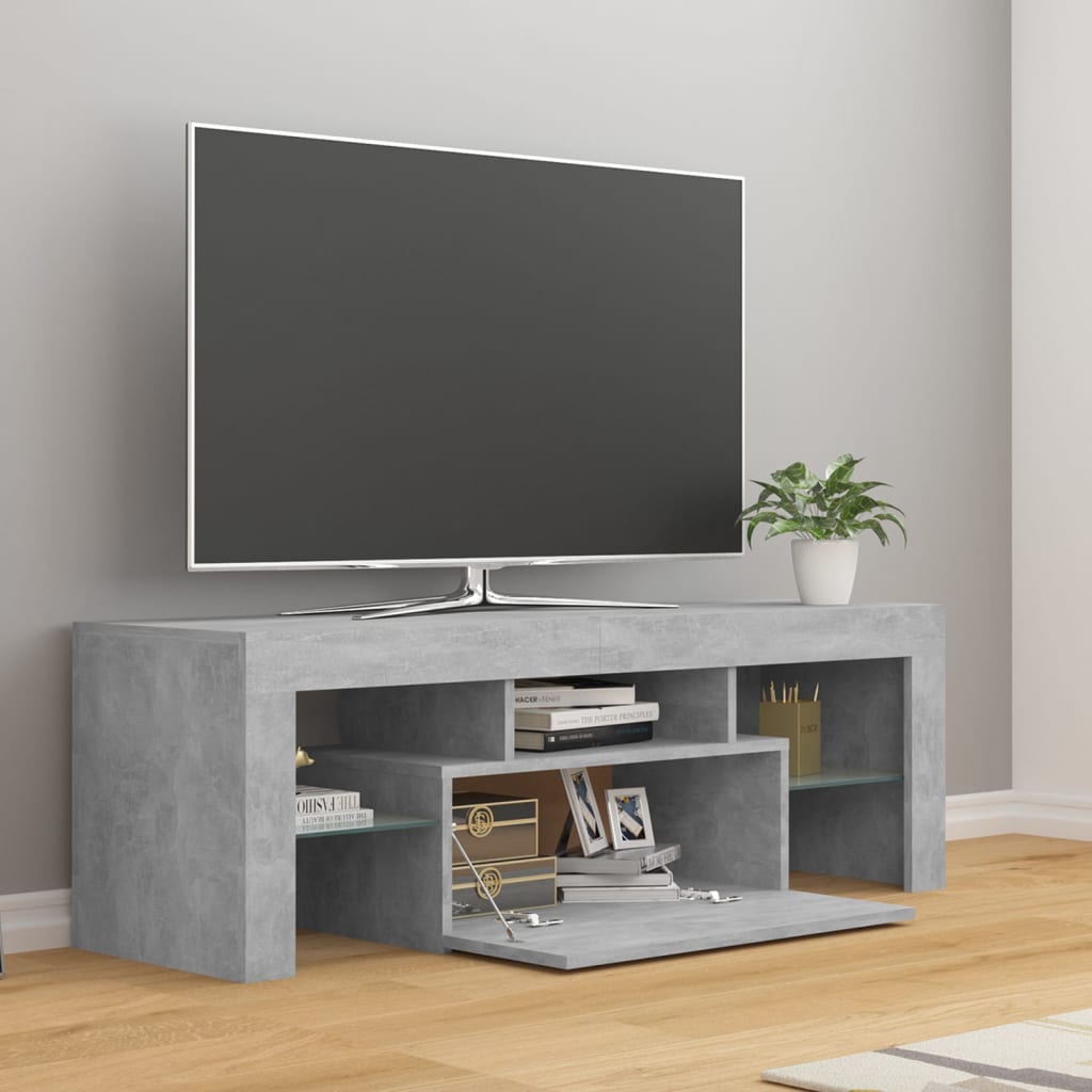 TV-Møbel Betonggrå TV-benk med LED-lys 120x35x40 cm