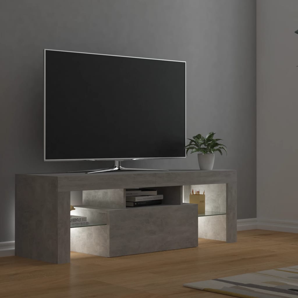 TV-Møbel Betonggrå TV-benk med LED-lys 120x35x40 cm