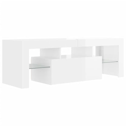 TV-Møbel Høyglans Hvit Tv-benk med LED-lys 120x35x40 cm