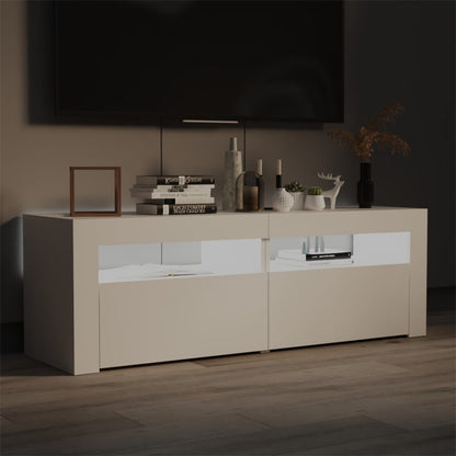 TV-Møbel Hvit TV-benk med LED-lys 120x35x40 cm
