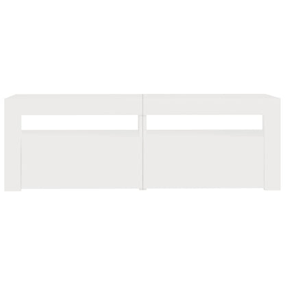 TV-Møbel Hvit TV-benk med LED-lys 120x35x40 cm
