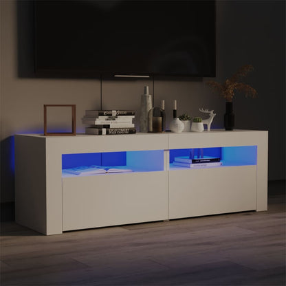 TV-Møbel Hvit TV-benk med LED-lys 120x35x40 cm