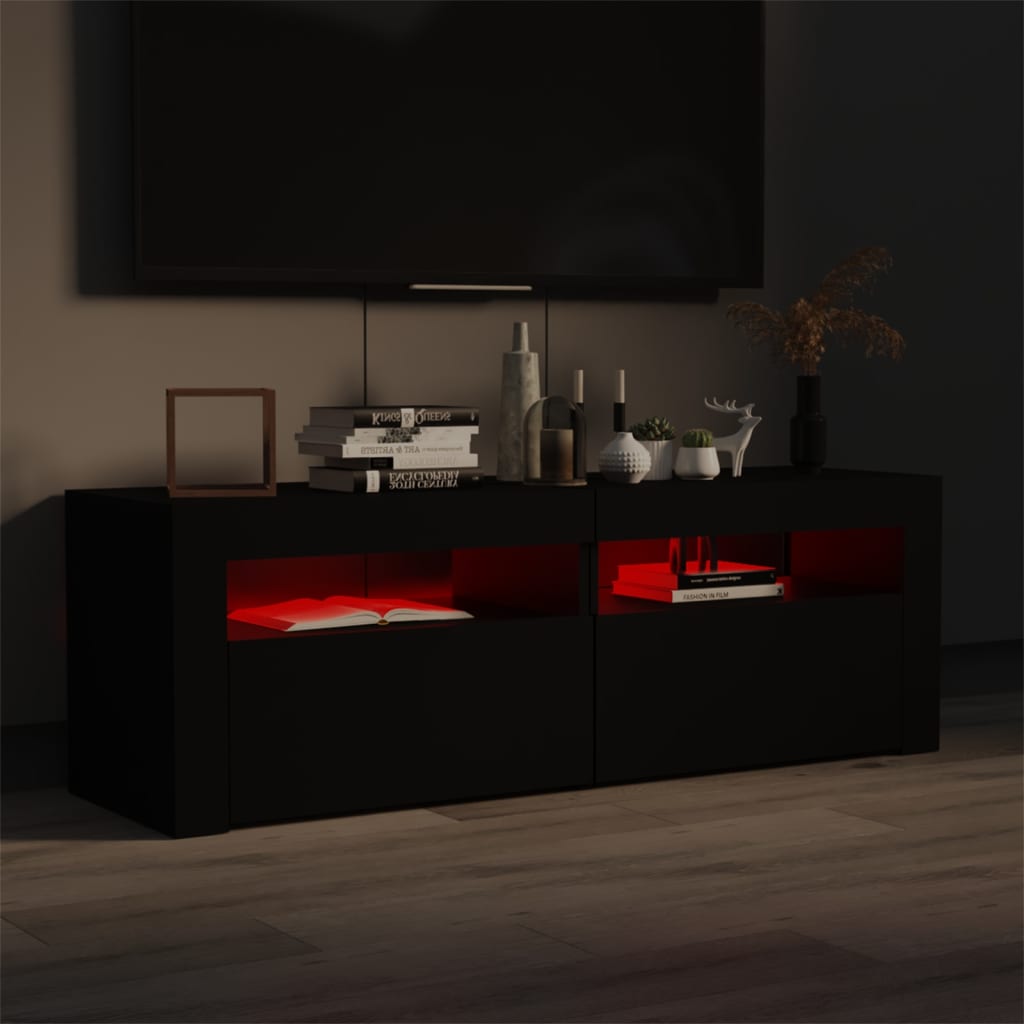 TV-Møbel Svart TV-benk med LED-lys 120x35x40 cm