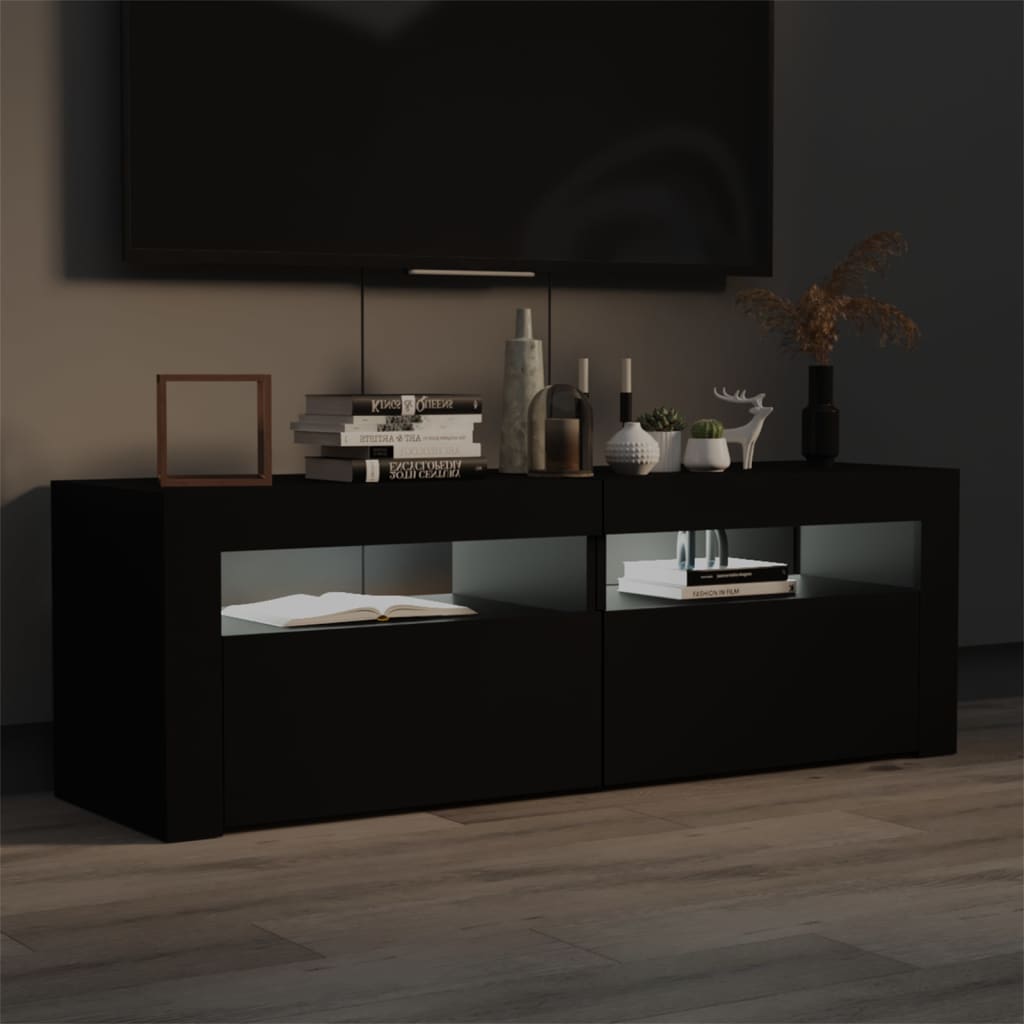 TV-Møbel Svart TV-benk med LED-lys 120x35x40 cm