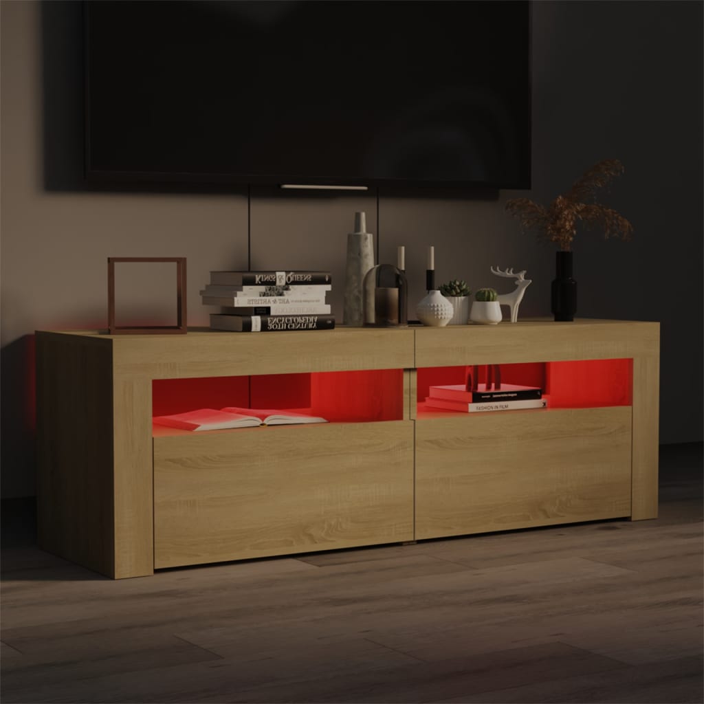 TV-Møbel Sonoma Eik TV-benk med LED-lys 120x35x40 cm