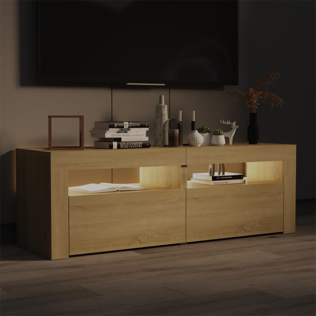 TV-Møbel Sonoma Eik TV-benk med LED-lys 120x35x40 cm