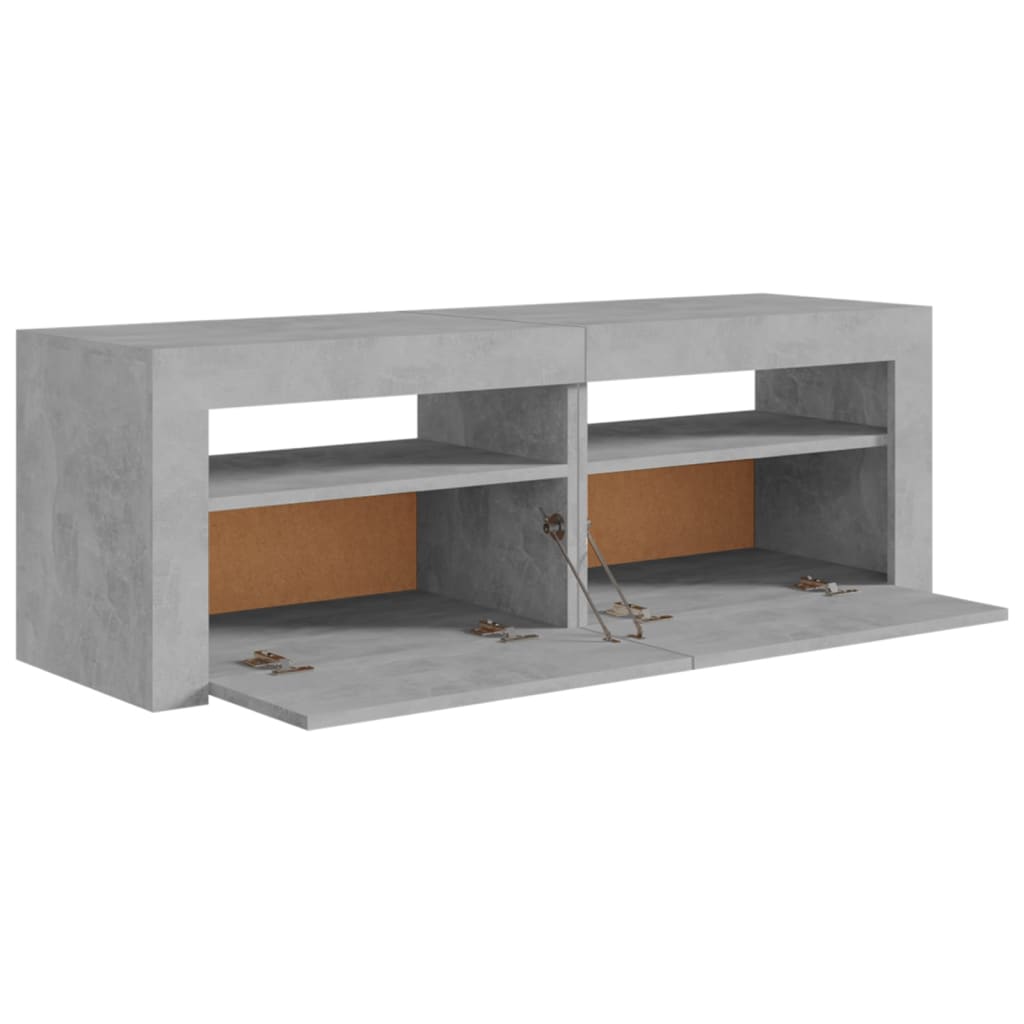 TV-Møbel Betonggrå TV-benk med LED-lys 120x35x40 cm