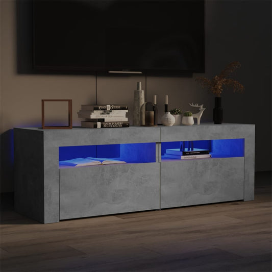 TV-Møbel Betonggrå TV-benk med LED-lys 120x35x40 cm