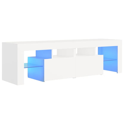 TV-Møbel Hvit TV-benk med LED-lys 140x36,5x40 cm