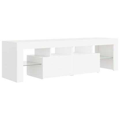 TV-Møbel Hvit TV-benk med LED-lys 140x36,5x40 cm
