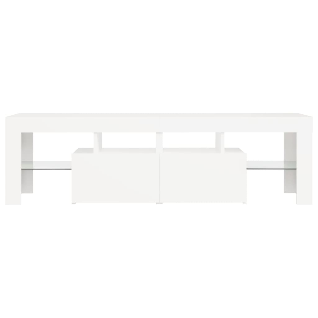TV-Møbel Hvit TV-benk med LED-lys 140x36,5x40 cm