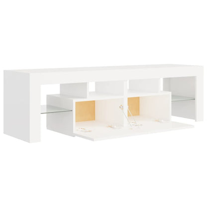 TV-Møbel Hvit TV-benk med LED-lys 140x36,5x40 cm