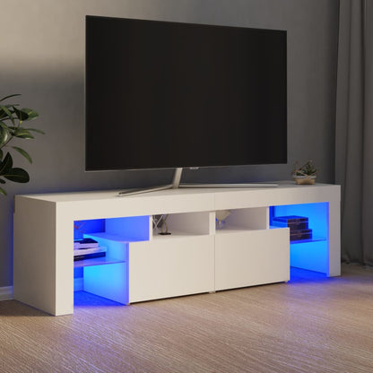 TV-Møbel Hvit TV-benk med LED-lys 140x36,5x40 cm