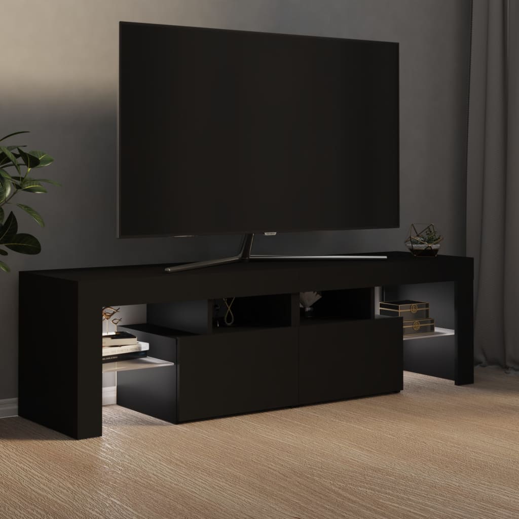 TV-Møbel Svart TV-benk med LED-lys 140x36,5x40 cm
