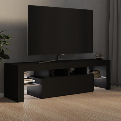 TV-Møbel Svart TV-benk med LED-lys 140x36,5x40 cm