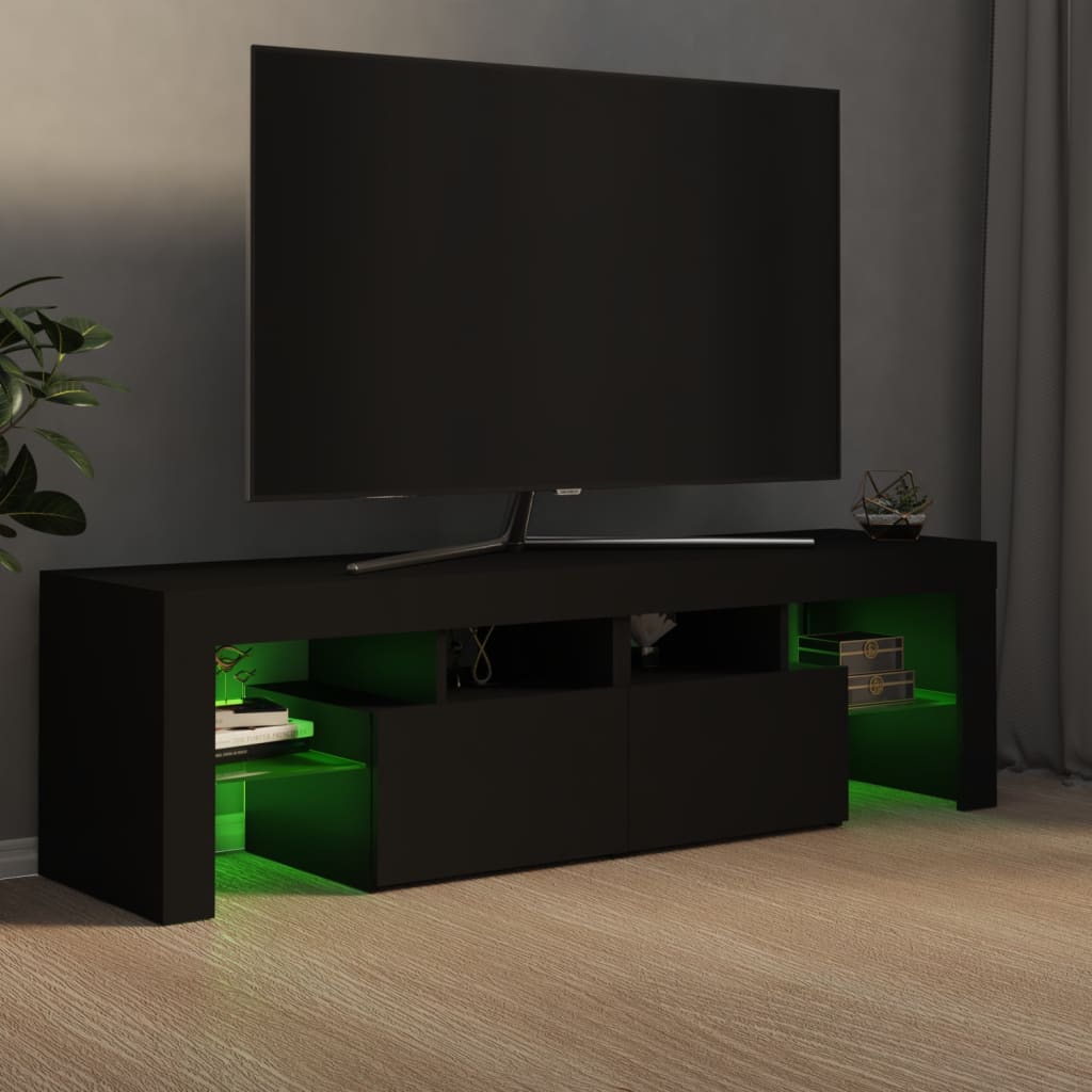TV-Møbel Svart TV-benk med LED-lys 140x36,5x40 cm